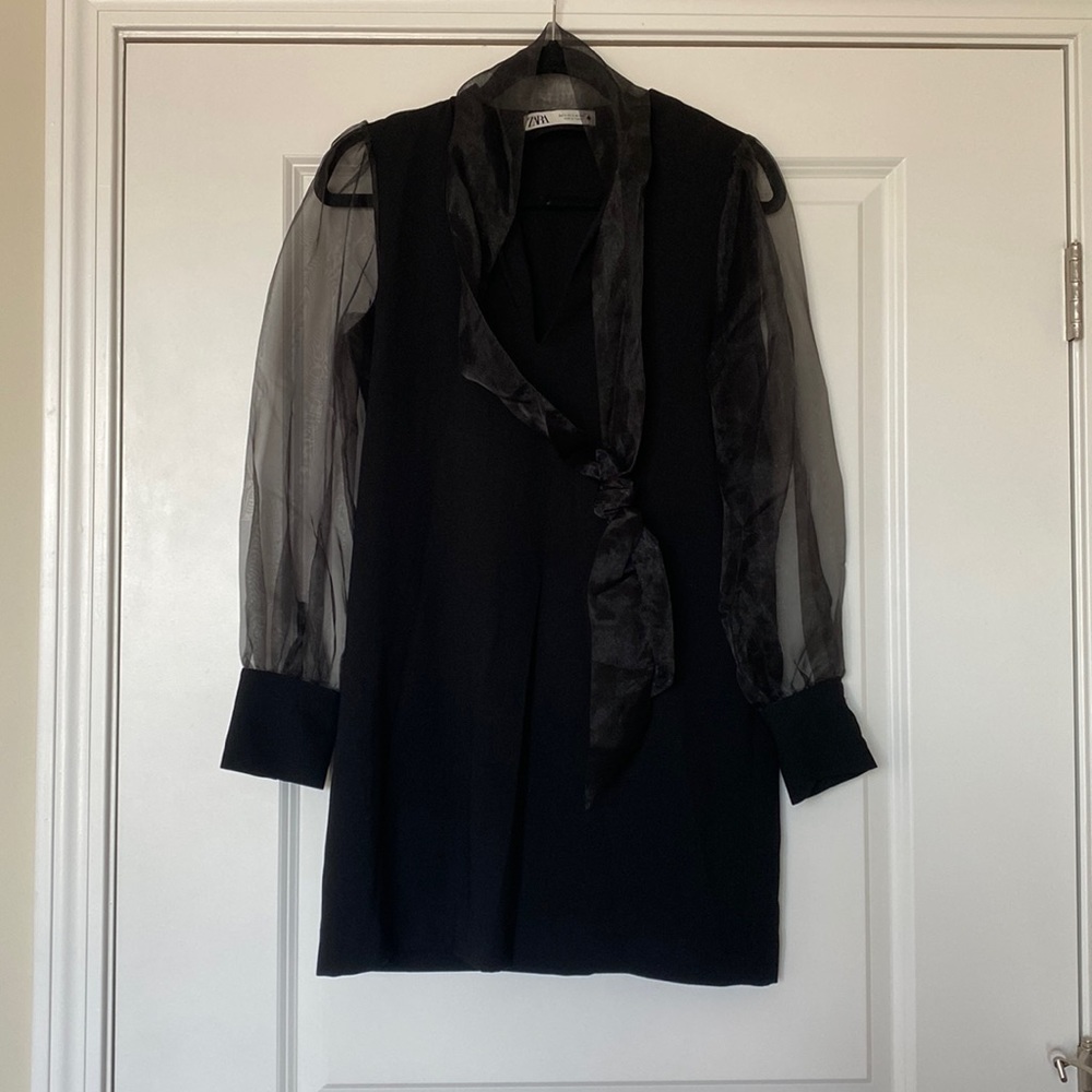 Zara Black Long Sleeve Mini Dress